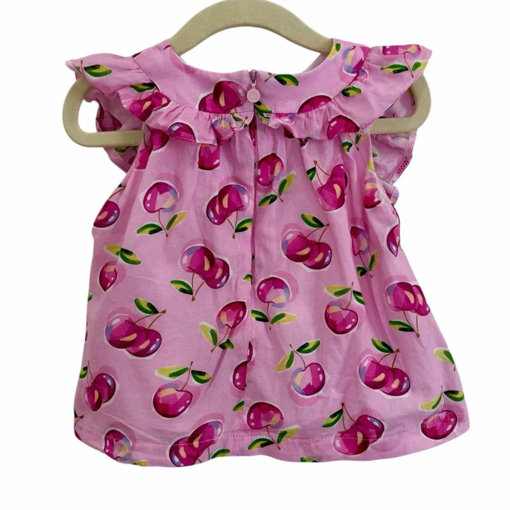 Mayoral Girl Cherry Flutter Sleeve Blouse 100% cotton Size 18M